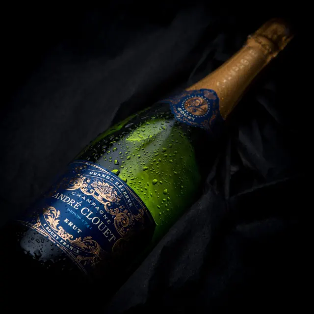 Photographie produit Champagne André Clouet, Bouzy – Frédéric Leroux photographe